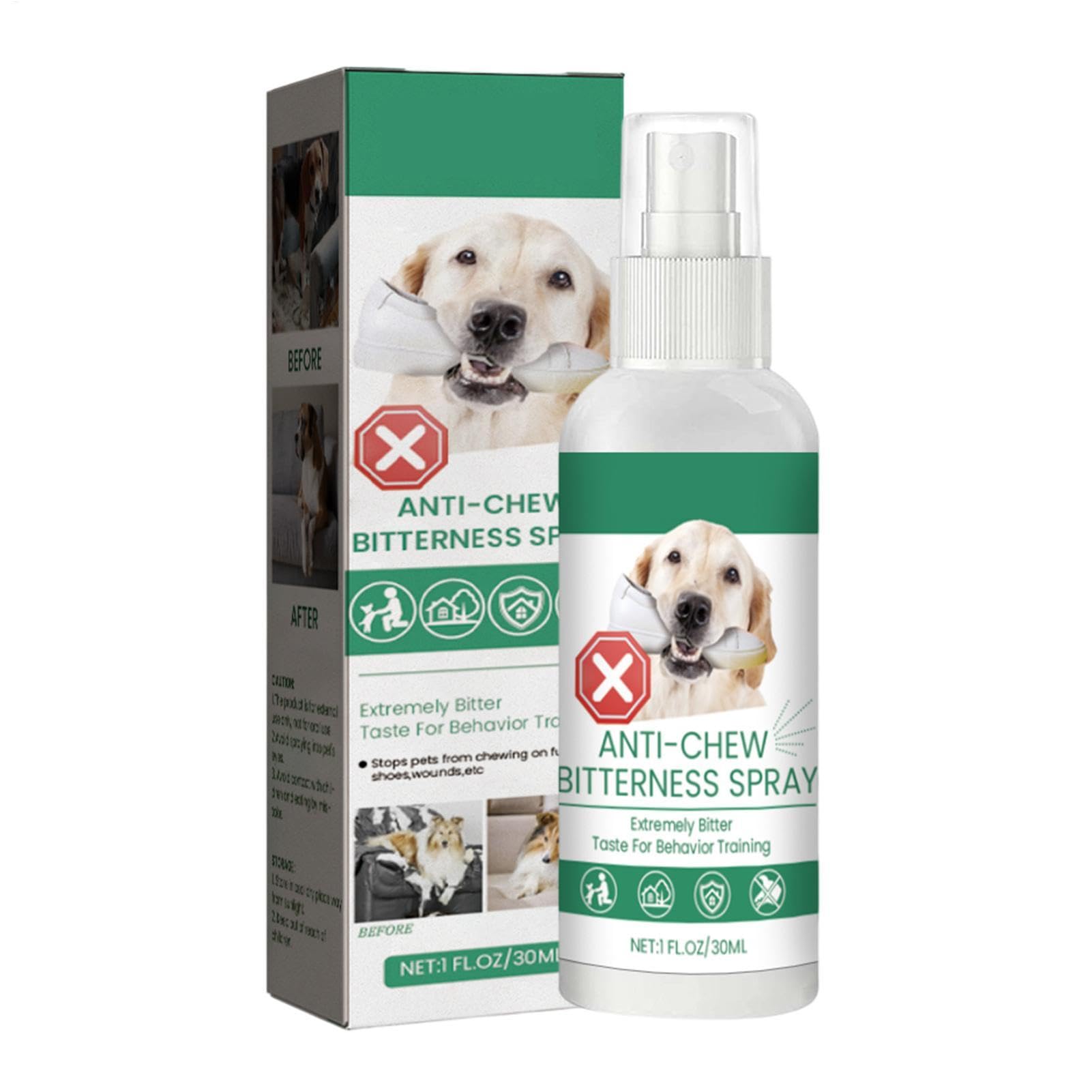 Spray anti-mastication et léchage pour chien, anti-mastication amer pour aider à l'entraînement comportemental, spray naturel et efficace pour arrêter de mâcher le léchage des meubles,