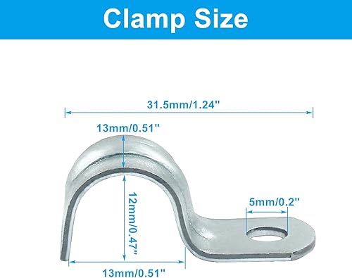 Miniatura 2 de Biaungdo 30 correas de tubo rígido M12, acero chapado en zinc de 12 pulgada, soporte de correa de un agujero, abrazaderas de conducto, abrazaderas