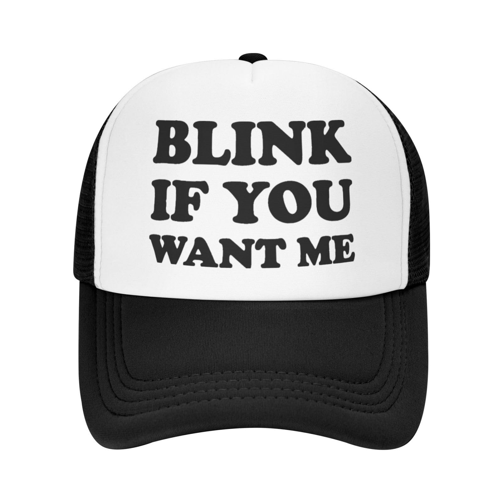 Blink If You Want Me Trucker Hat Unisex Adult Funny Hats Adjustable Cap Classic Fishing Caps for Men and Women, One Size-Medium, Black-5