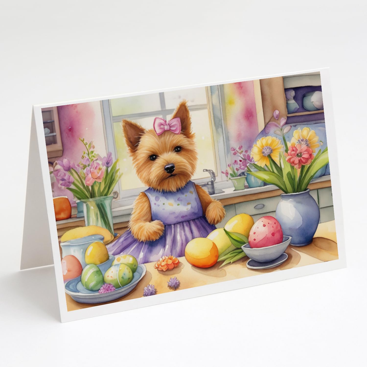 Caroline's Treasures DAC6861GCA7P Decorating Easter Norwich Terrier Greeting Cards Pack of 8 Blank Cards with Envelopes Whimsical A7 Size 5x7 Blank Note Cards
