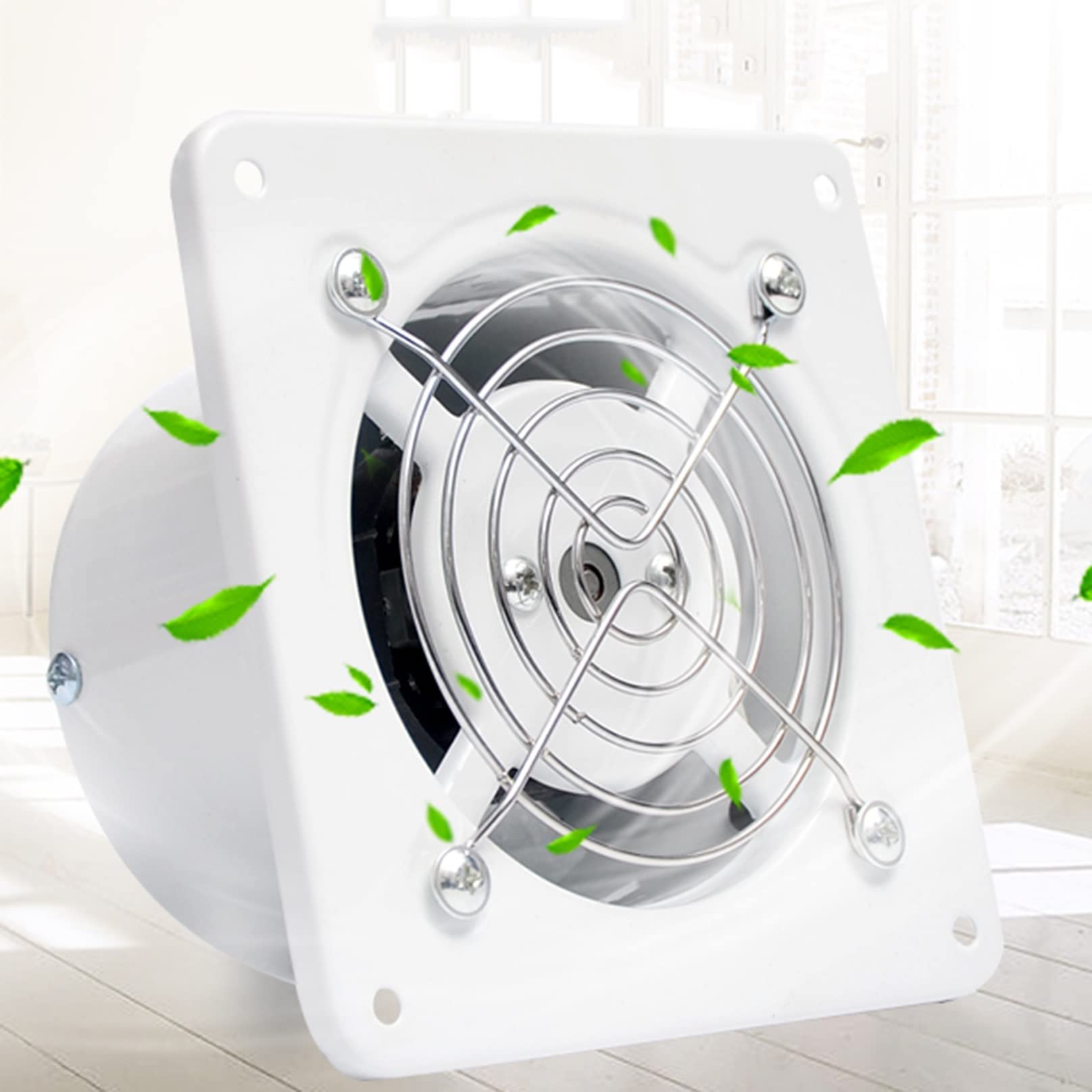 Extractor potente de aire de alta velocidad, 117 CFM, 20 W, con válvula antirreflujo, 10 cm, 110 V, para ventana y pared, para cocina y baño (color: blanco, tamaño 10 cm)