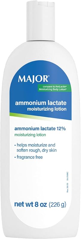 MAJOR Ammonium Lactate 12% Moisturizing Lotion - Lactic Acid Lotion - Helps Hydrate, Soften, and Exfoliate Rough, Dry Skin - Daily Body Lotion - Fragrance-Free - 8 Oz (1 Pack)