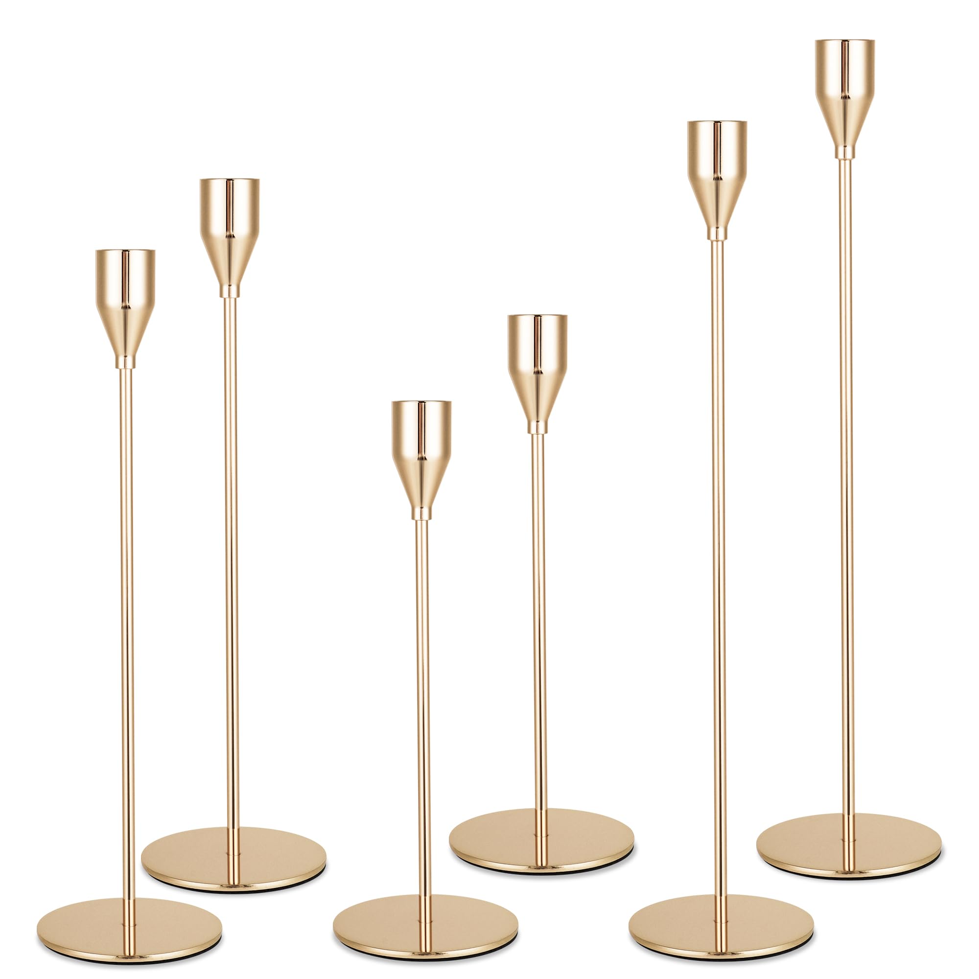 6 Teiliger Kerzenständer Metall, DREI Arten von Stabkerzenhalter mit Höhen von 33/28/23 cm, Dekor Kerzenhalter Stabkerze für Hochzeiten, Partys, Geburtstage, Tischdekorationen