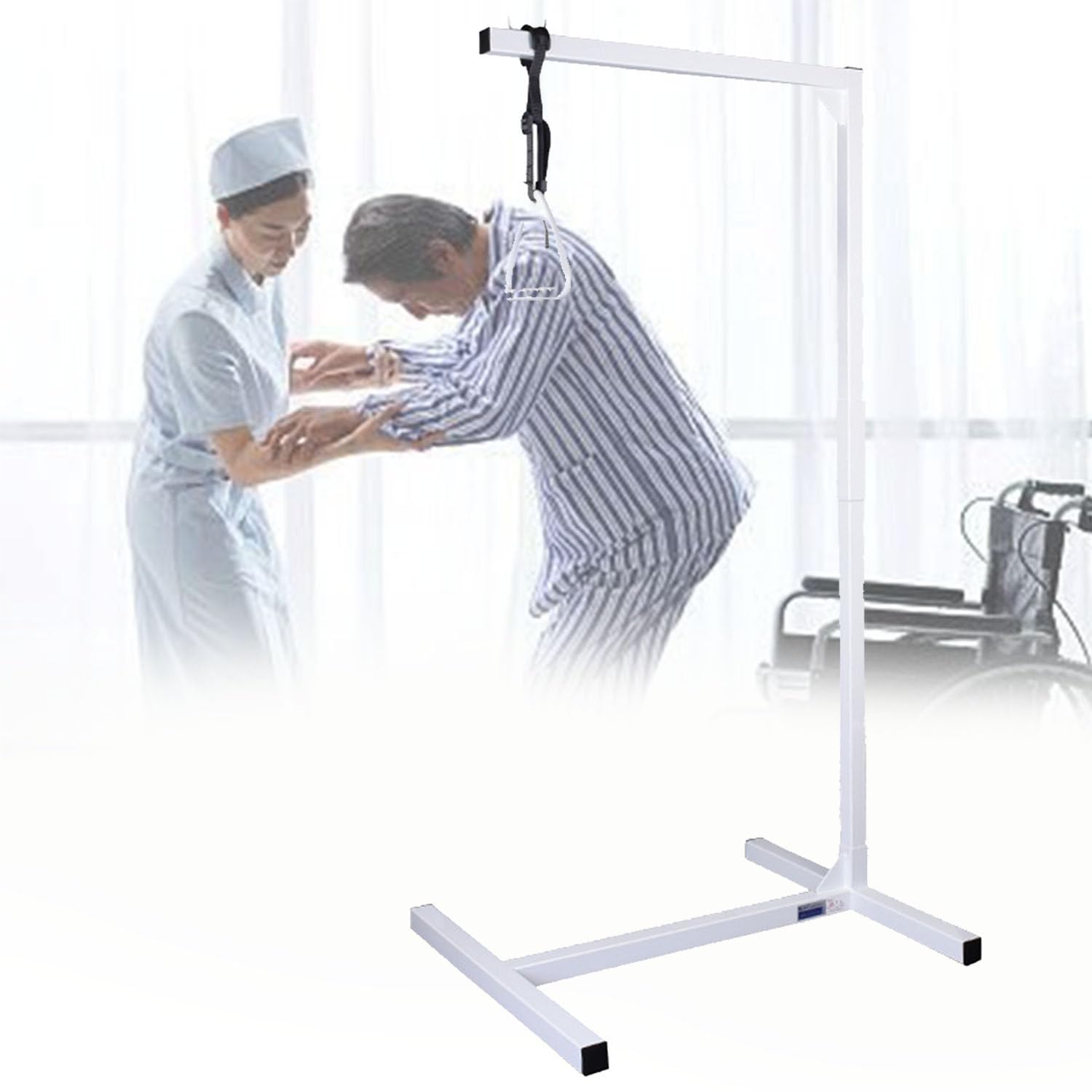 Trapecio de Cama para Ancianos, Cama con Escalera de pie Que Ayuda a Levantar manijas para discapacitados, Trapecio médico para Transferencia de Poste de Cama de Hospital
