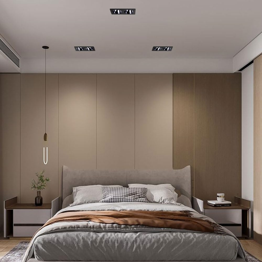 Faretto LED da Incasso, faretto LED da Incasso a Doppia Testa, Struttura Divisa, de da soffitto, faretti da 7 W, Illuminazione per Interni, griglia Quadrata, faretto da incasso/D/4000K