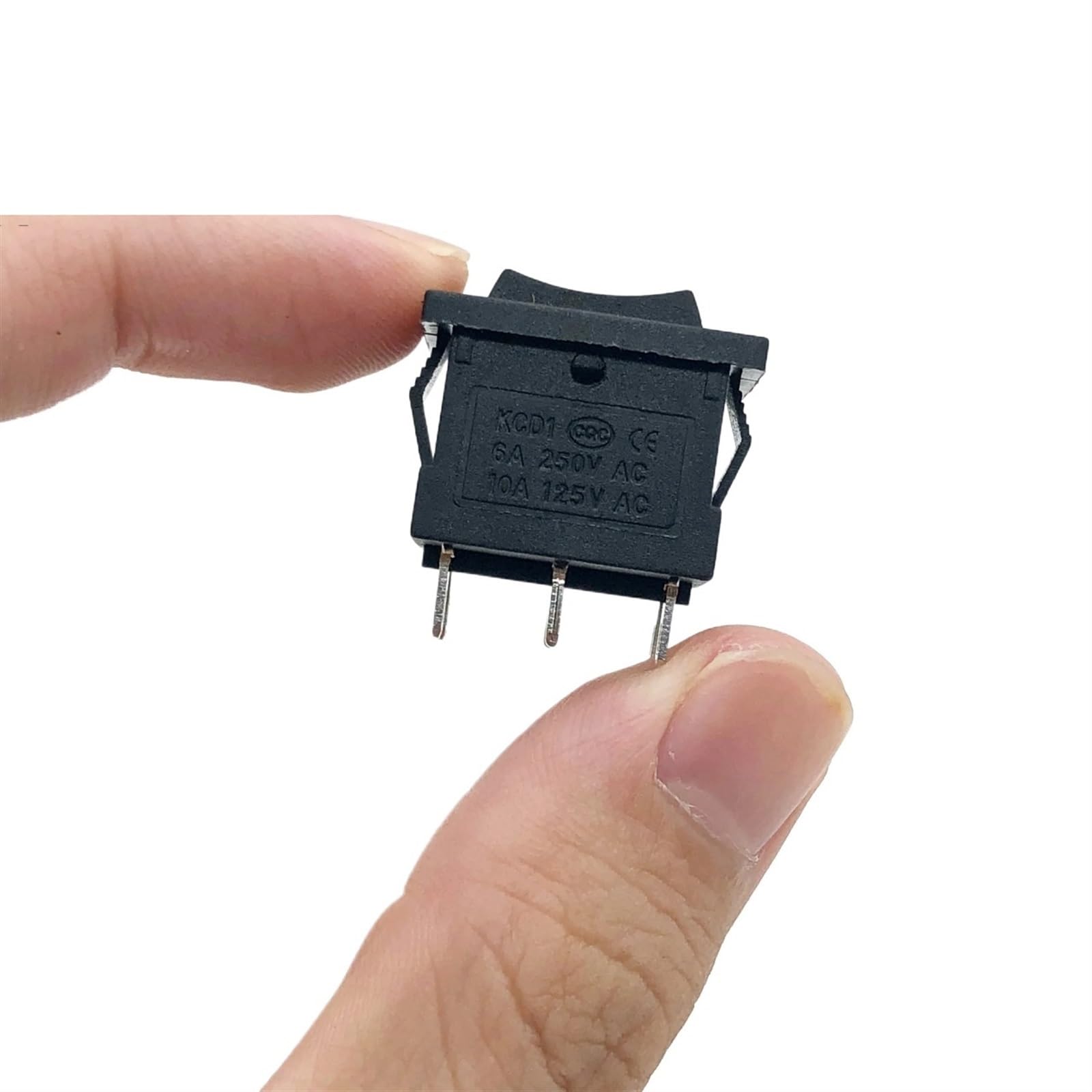 5 microinterruptores KCD1 negros de 3 posiciones, 6 A/250 V CA, 10 A/125 V CA (encendido/apagado/encendido), interruptor basculante de 6 pines