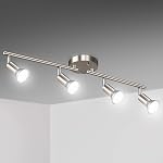 Unicozin LED 4 Light Track Lighting Kit, 24.8'' Matt Nickel 4 Way Ceiling Spot Lighting, Flexibly Rotatable Head, Modern Track Light Included 4 x LED GU10 Bulb (4W, Daylight White 5000K, 400LM)