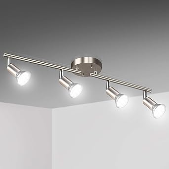 Unicozin LED 4 Light Track Lighting Kit, 24.8'' Matt Nickel 4 Way ...