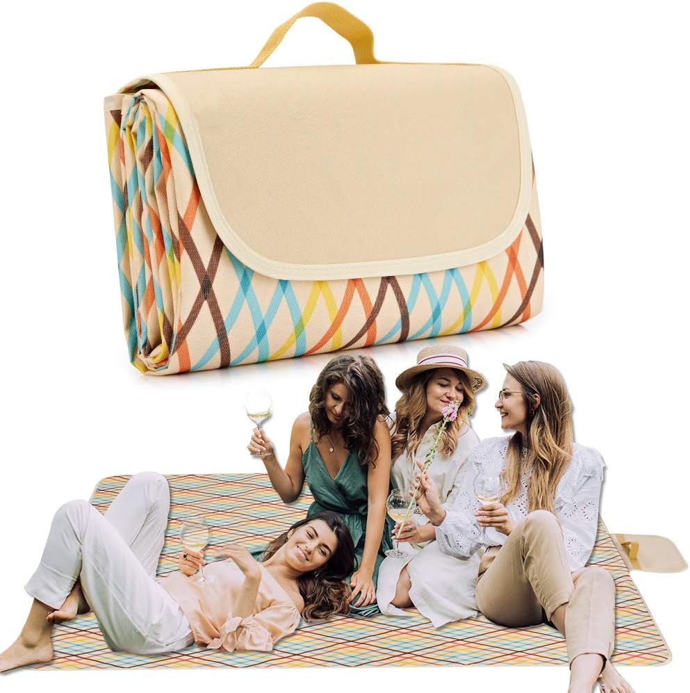 AJB Waterproof Foldable Blanket Picnic PVC Mat for Camping Concerts Beach (Multicolour, Large, 150 X 180 cm)