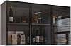 Wall Cabinet, Kitchen Wall Cabinet With Glass Door, Over The Toilet Storage, Living Room, Kitchen, Cupboard (Black, 90 * 32 * 60CM)
