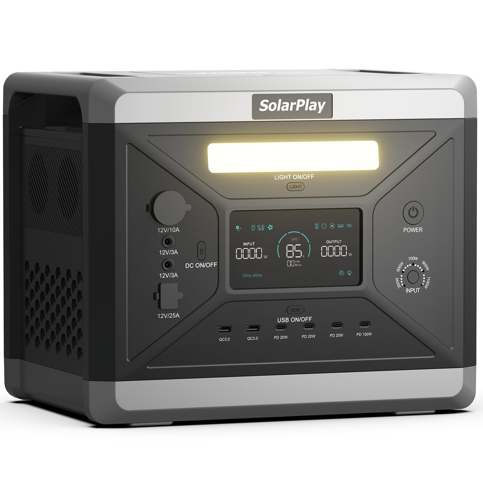 Solarplay - Estación de energía portátil, 2160 Wh LiFePO4, generador solar con salida de 2400 W, carga de CA y CC, carga completa en 1,5 horas para camping, autocaravana, jardín fuera de la red