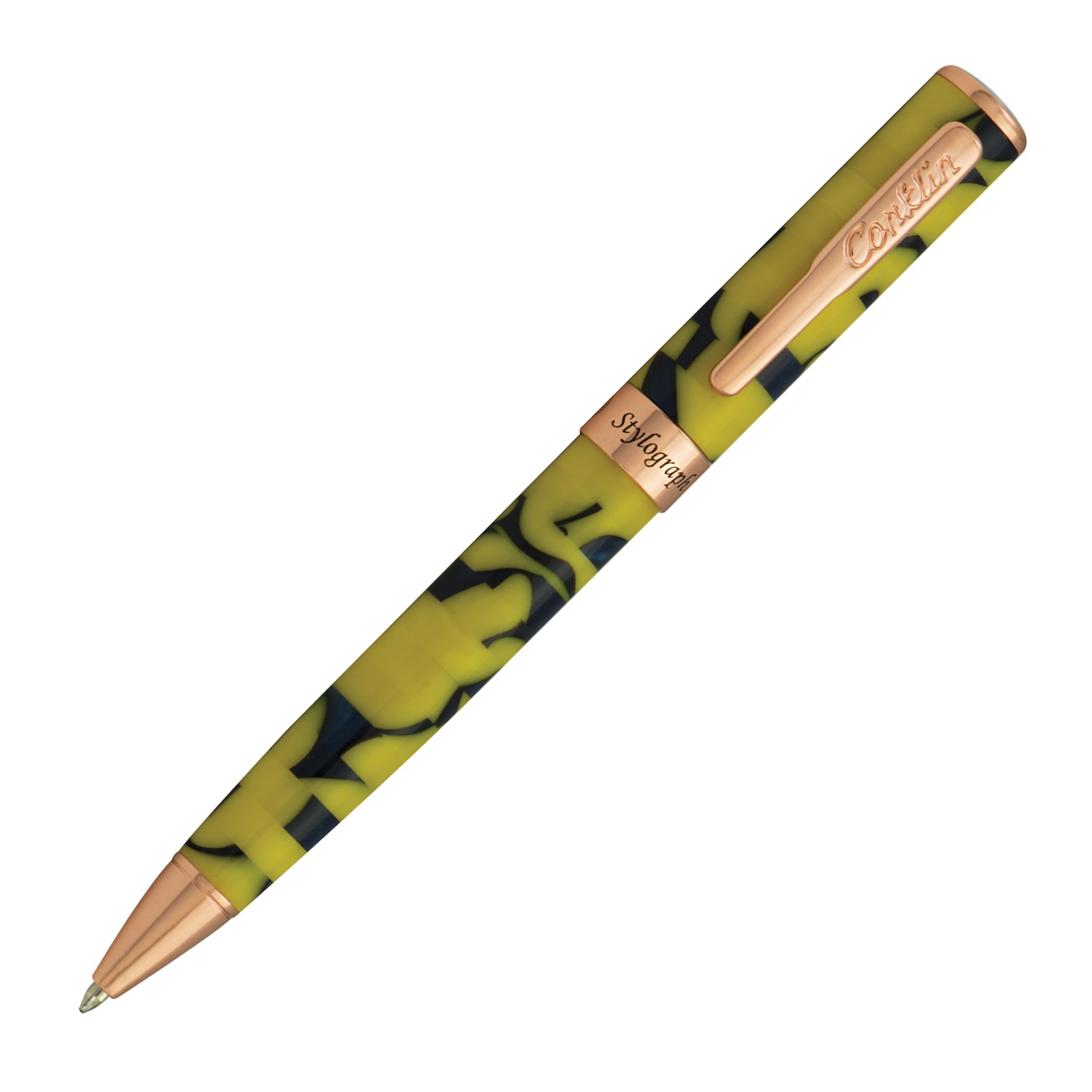 Amazon | Conklin Stylograph モザイクボールペン イエロー/ブルー 18K