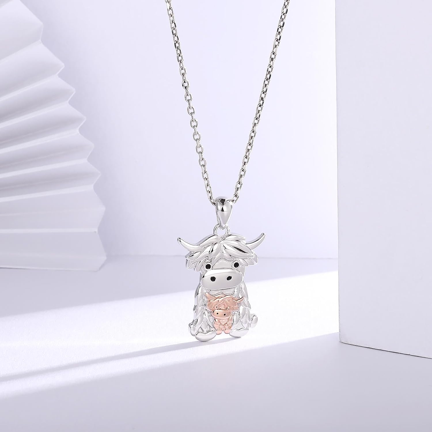 S925 Sterling Silver Scotland Highland Cow Pendant Necklace For Women - Animal Jewelry Gifts For Mother Lover Wife - Image 5