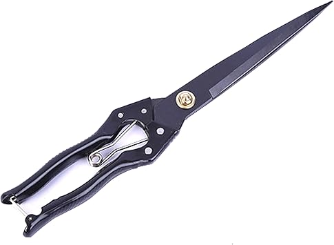 Grass Sheep Shear - Coated Wear-Resistant Handle, Manganese Steel Double-Edged, Strong Spring Suitable For Manual Shearing of Cow, Sheep, and Horse Hair Black 12.6 inches