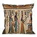 HGOD DESIGNS Egyptian Decorative Throw Pillow Cover Case,Papyrus Queen Nefertari Cotton Linen Outdoor Pillow cases Square Standard Cushion Covers For Sofa Couch Bed 18x18 inch Brown