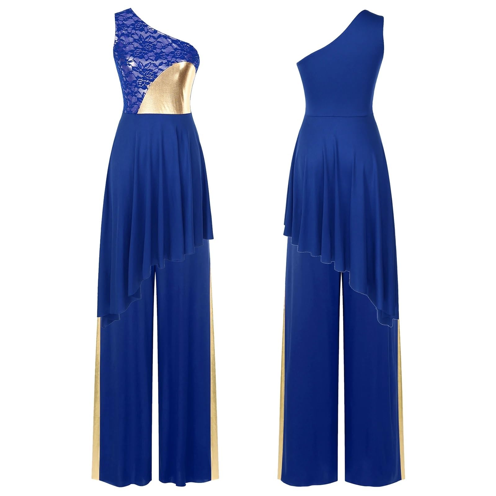 Pantalones De Baile para Mujer Traje de Baile for Mujer, Elegante, clásico, Moderno, contemporáneo, Danza lírica, práctica, Blusa de Malla, Pantalones de Vestir(Blue A,M)