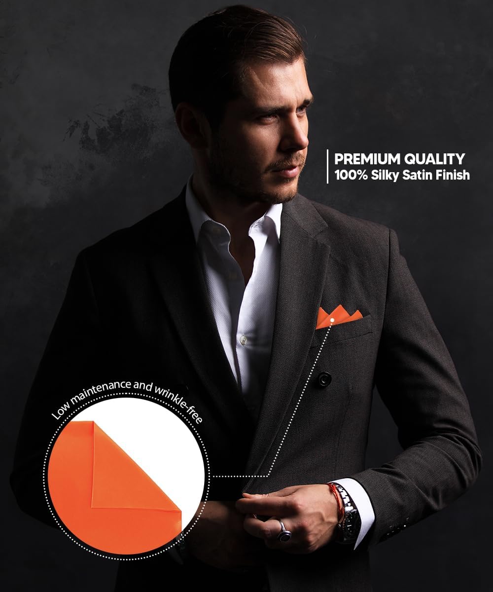 Suit Pocket Square for Men, 17x17 Silky Satin Solid Men’s Pocket Square