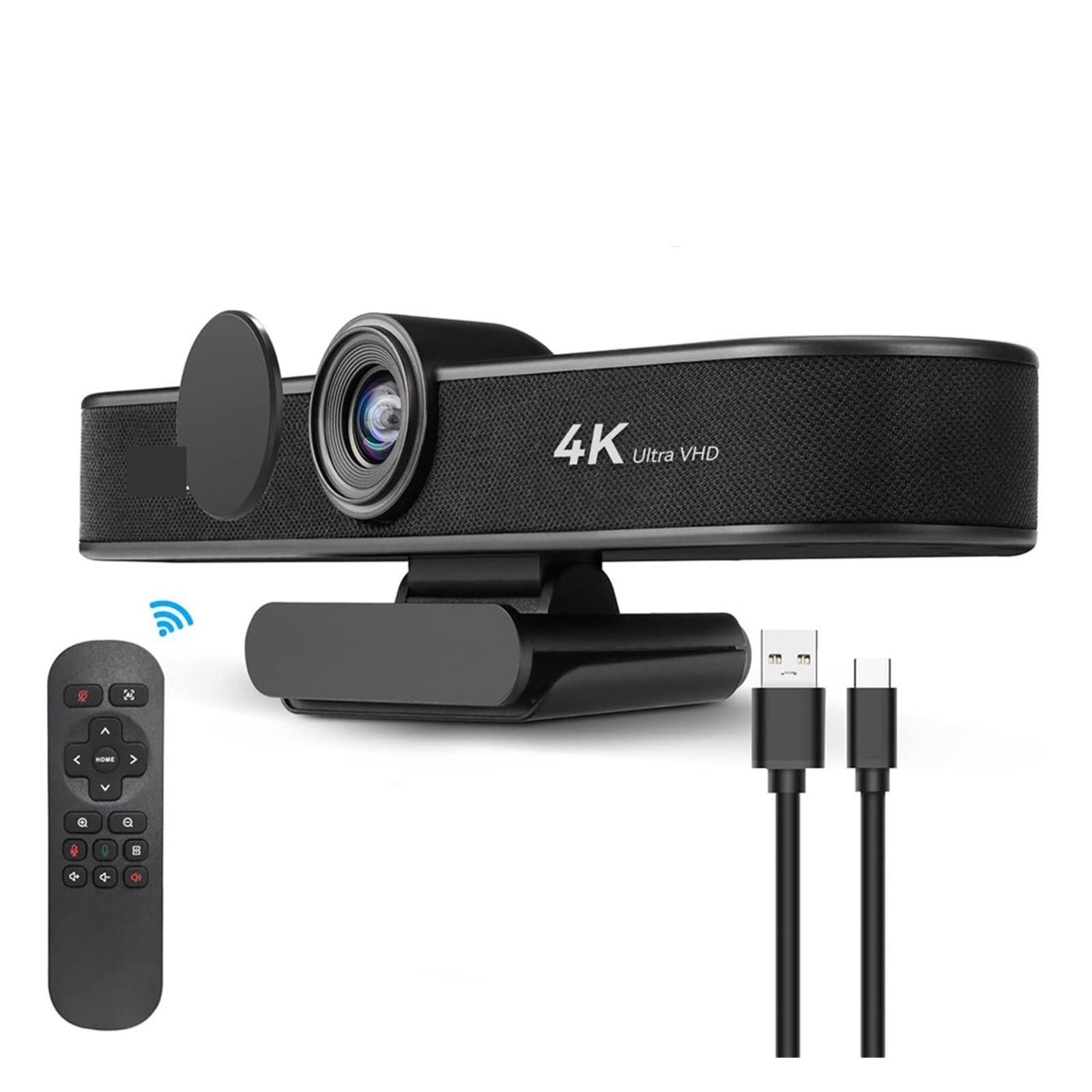 Cámara Web 4K 8MP EPTZ con Encuadre automático Cámara Web USB for PC con micrófonos y Altavoz Zoom Digital 5X Cámara Web EPTZ 120° FOV(4K EPTZ 4X Zoom)