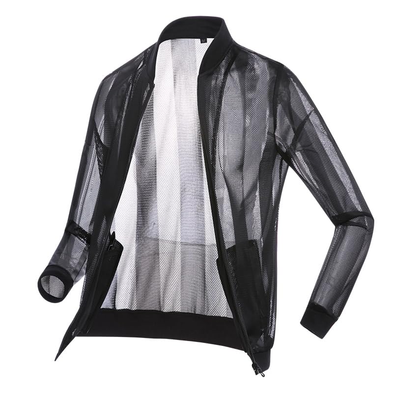 Mesh jacket with transparent lightweight zipper style, breathable design, cool summer wear