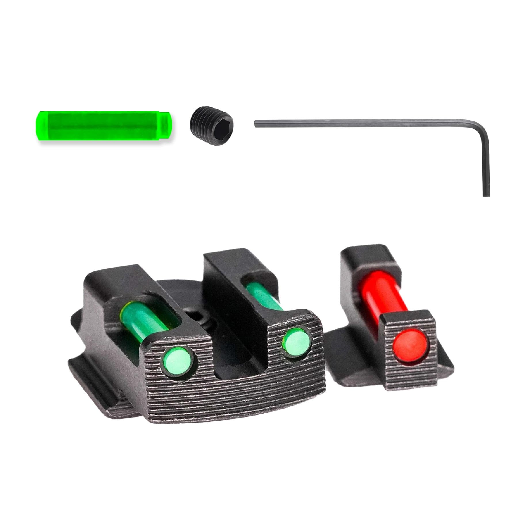 TAG PRECISION TAC Gun Sight Compatible with Kimber Micro 9 | Shooting Accessories Tactical CNC-Machined Billet Steel Nitride Coated Front & Rear Handgun Sights with Fibers, Fiber (TSF)