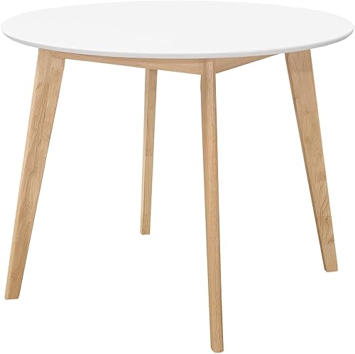 Coaster Furniture Breckenridge 192790 - Mesa de comedor redonda de roble blanco mate y roble natural