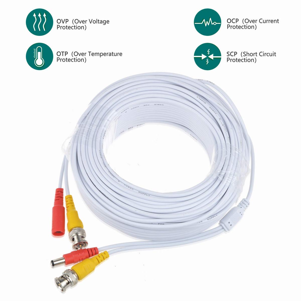 SLLEA White 100ft BNC Extension Cord Compatible with Swann 1080p Bullet Security Camera PRO-1080MSB