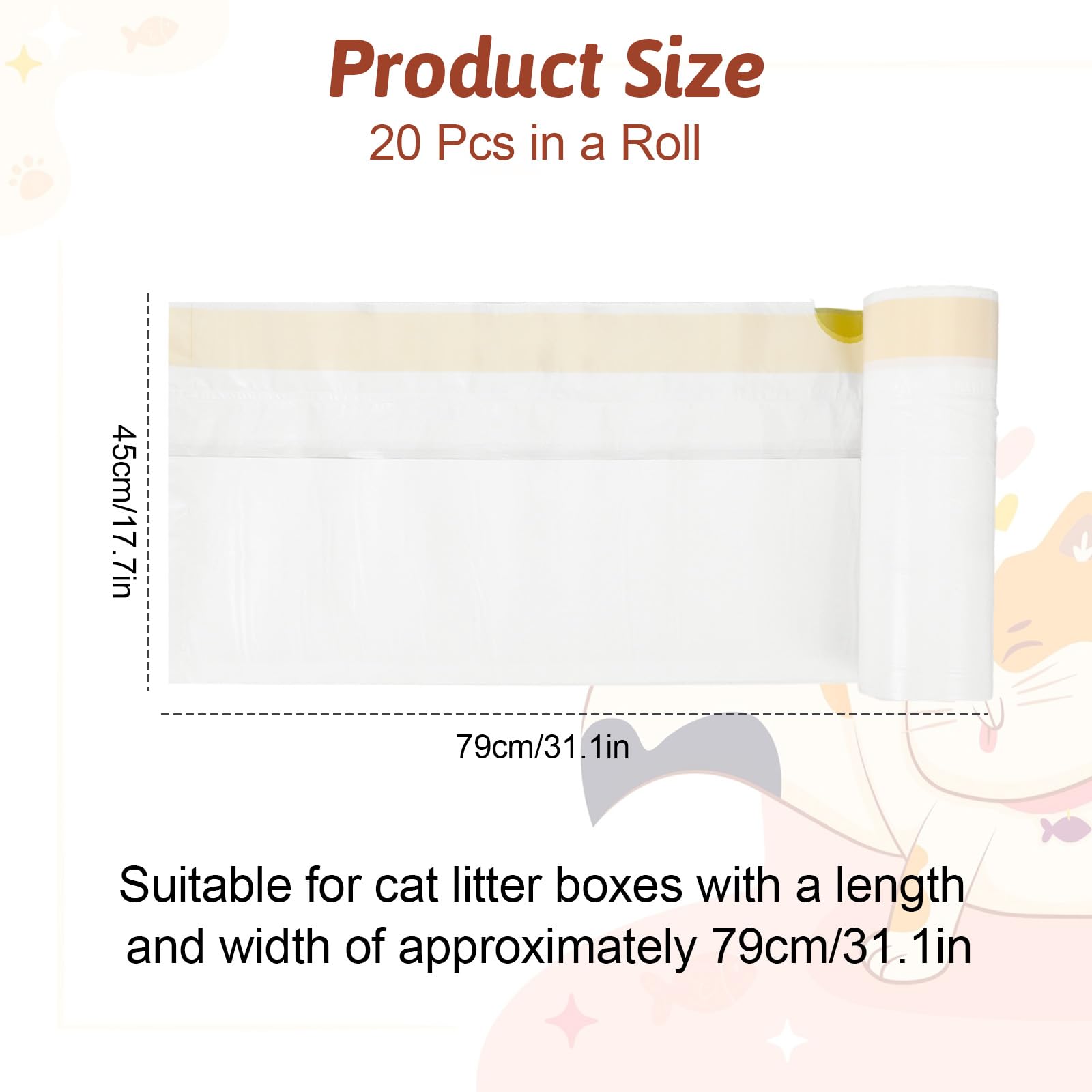 20 Sacchetti Per LettieraPer Gatti, Xxl, Con Manico Per Lettiera PerGatti, Lettiera Per Gatti, Xxl, 79 X 45 Cm