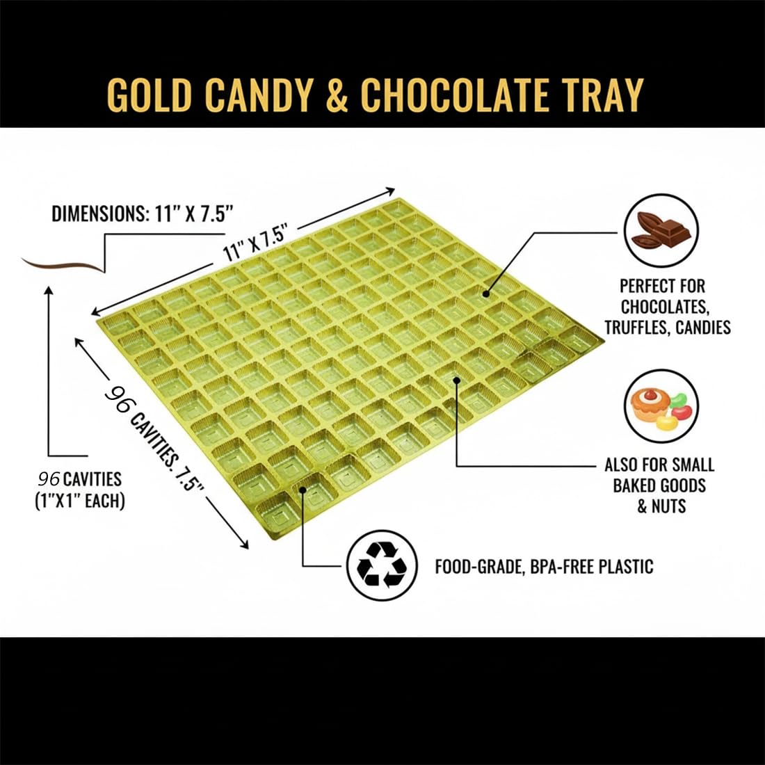 96pc Golden Chocolate Mould Tray - Luxury Packaging -5