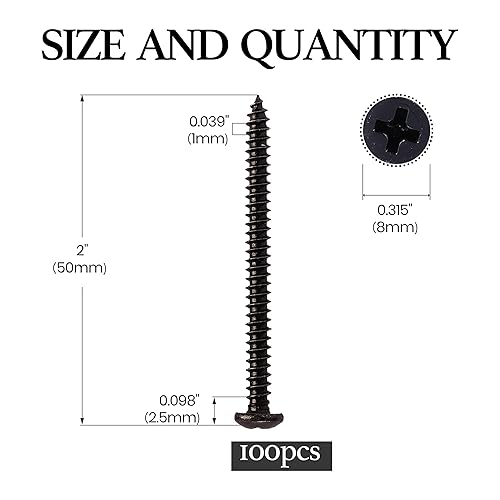 Miniatura 9 de Venforze Tornillos de madera de cabeza blanca, 100 piezas #8 x 1-12 pulgadas de acero inoxidable Phillips cabeza plana, tornillo de acero inoxidable