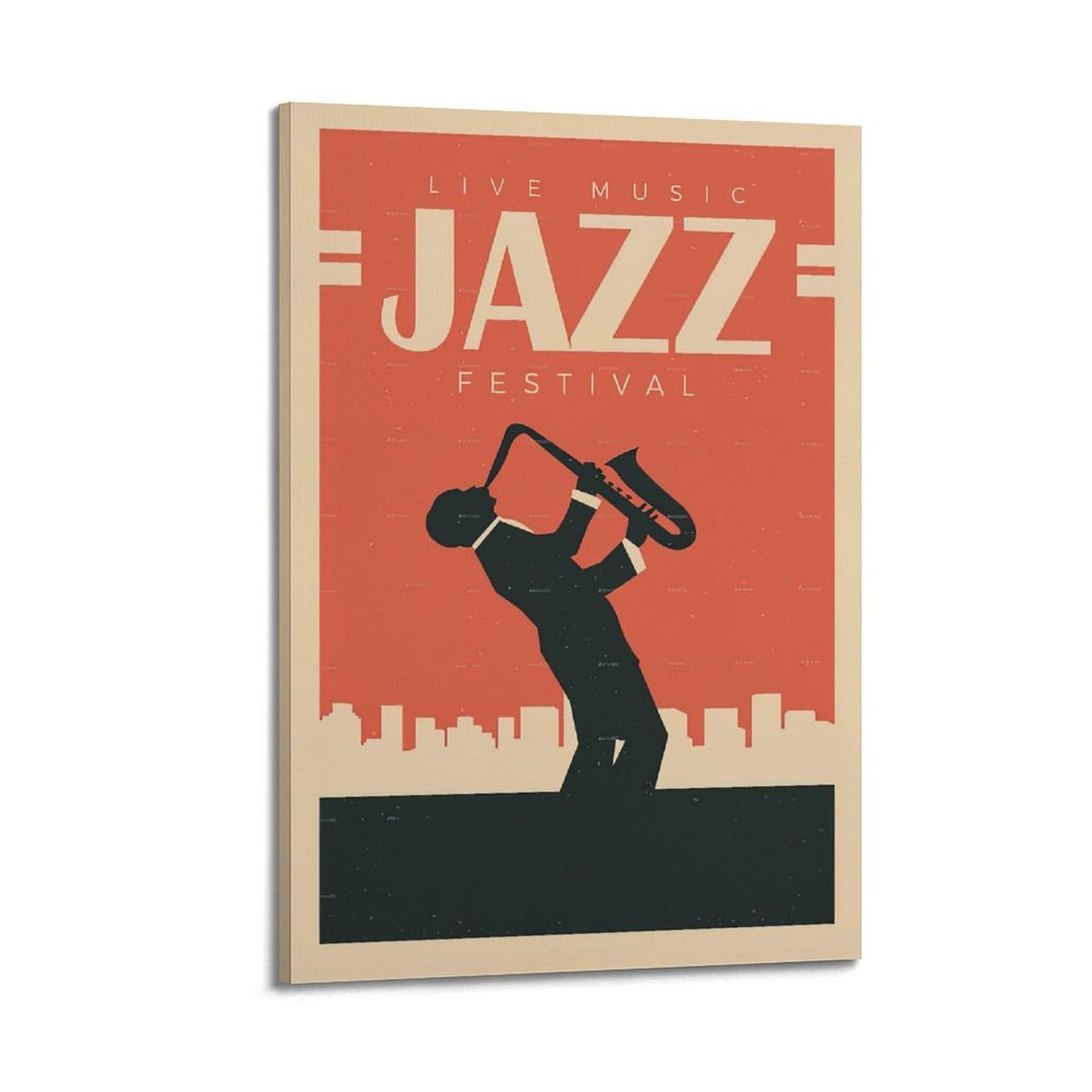 UNSGA Poster su tela, decorazione da parete in stile vintage, per festival internazionali di jazz, poster decorativo moderno per camera da letto, per camera da letto, 60 x 90 cm