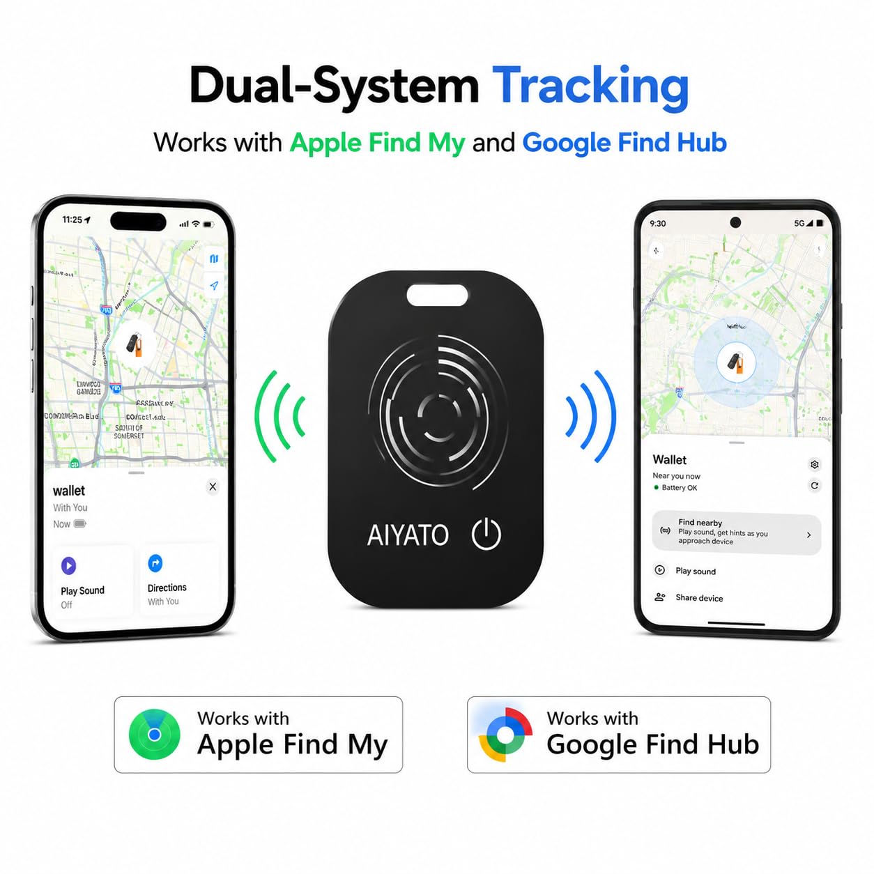 Mini carte Smart Finder, carte de suivi de portefeuille avec batterie rechargeable sans fil, fonctionne avec Apple Find My et Google Find Hub, localisateur d'articles Bluetooth pour portefeuille, sac