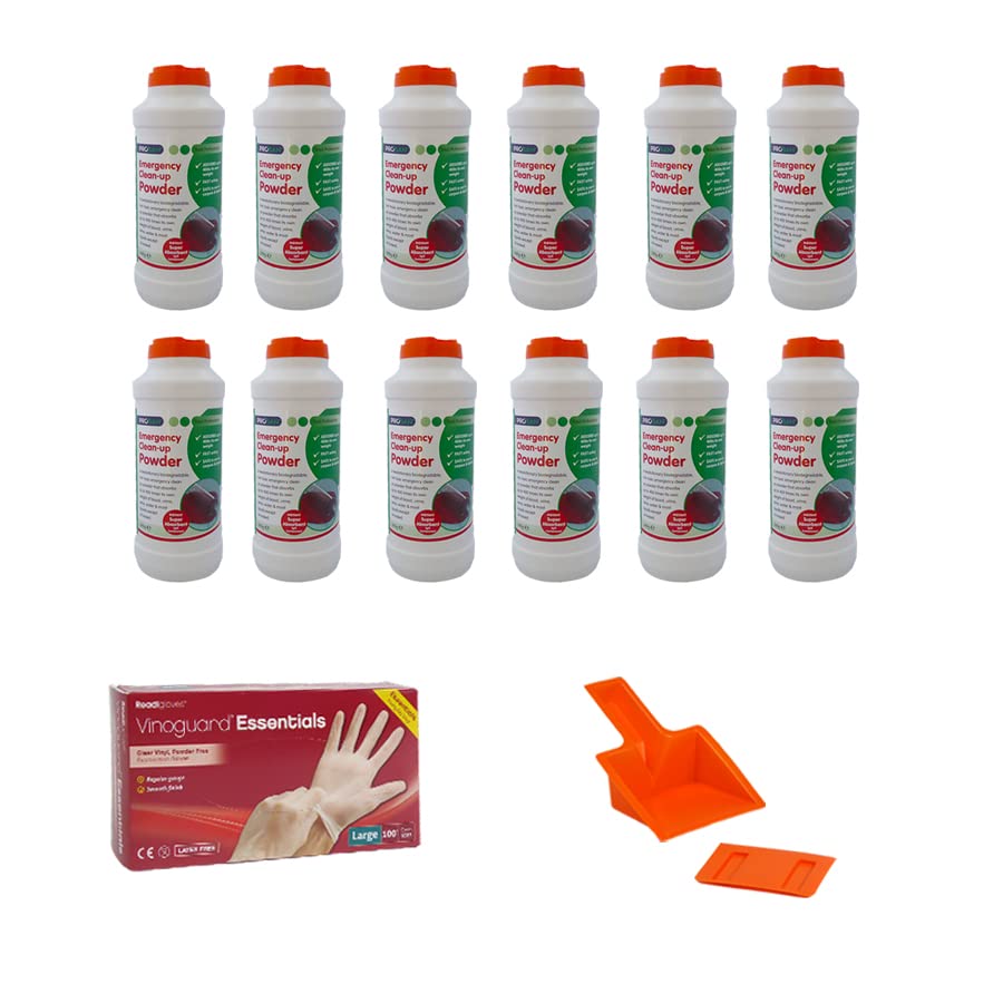 Hygiene4less Complete Cleaning Body Fluid Spillage Kit Includes Super Absorbent Powder, Gloves, Scoop & Scrapers