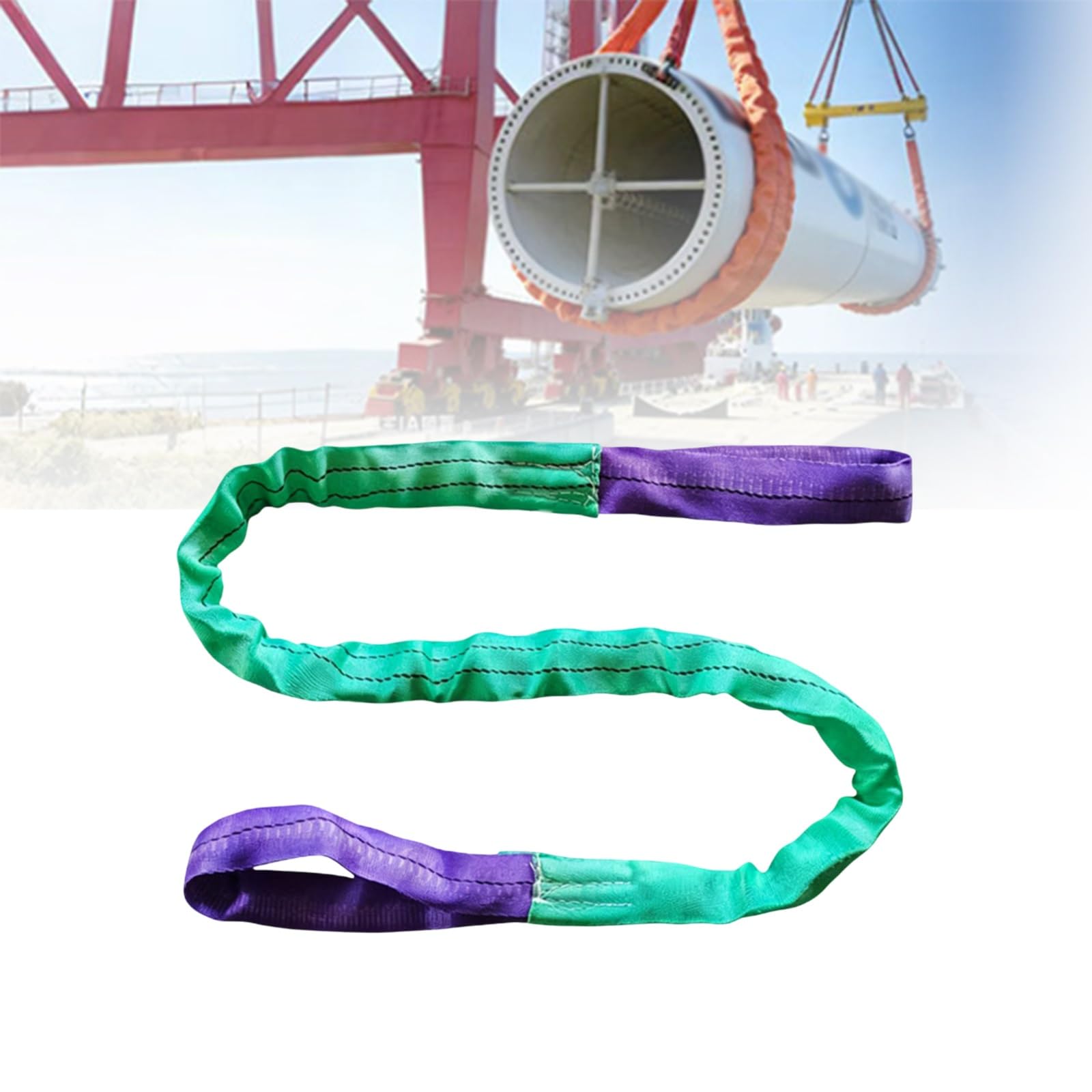 Polyester-Rundschlinge Endlosschlinge Mit Schlaufen, Anschlagmittel, Leichte Und Faltbare Schwerlast-Hebeschlingen Für Schiffbau, Transportwesen, Maschinenbau, Bergbau(1 tons,5m)