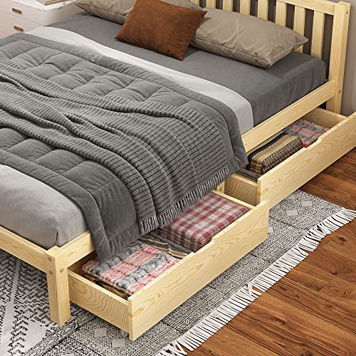 ALFORDSON 2X Bed Frame Storage Drawers for Queen Double King Single Size Wooden Mattress Platform Base, Under-Bed Timber Storage Drawer Trundle for Adults Kids (91 x 20 x 47cm - Oak)