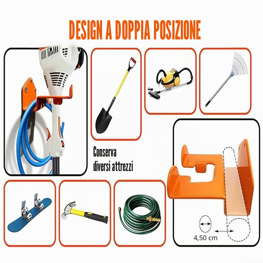HpLive 2 pezzi supporto da parete per decespugliatore, supporto da parete per decespugliatore, robusto organizer per stoccaggio per garage