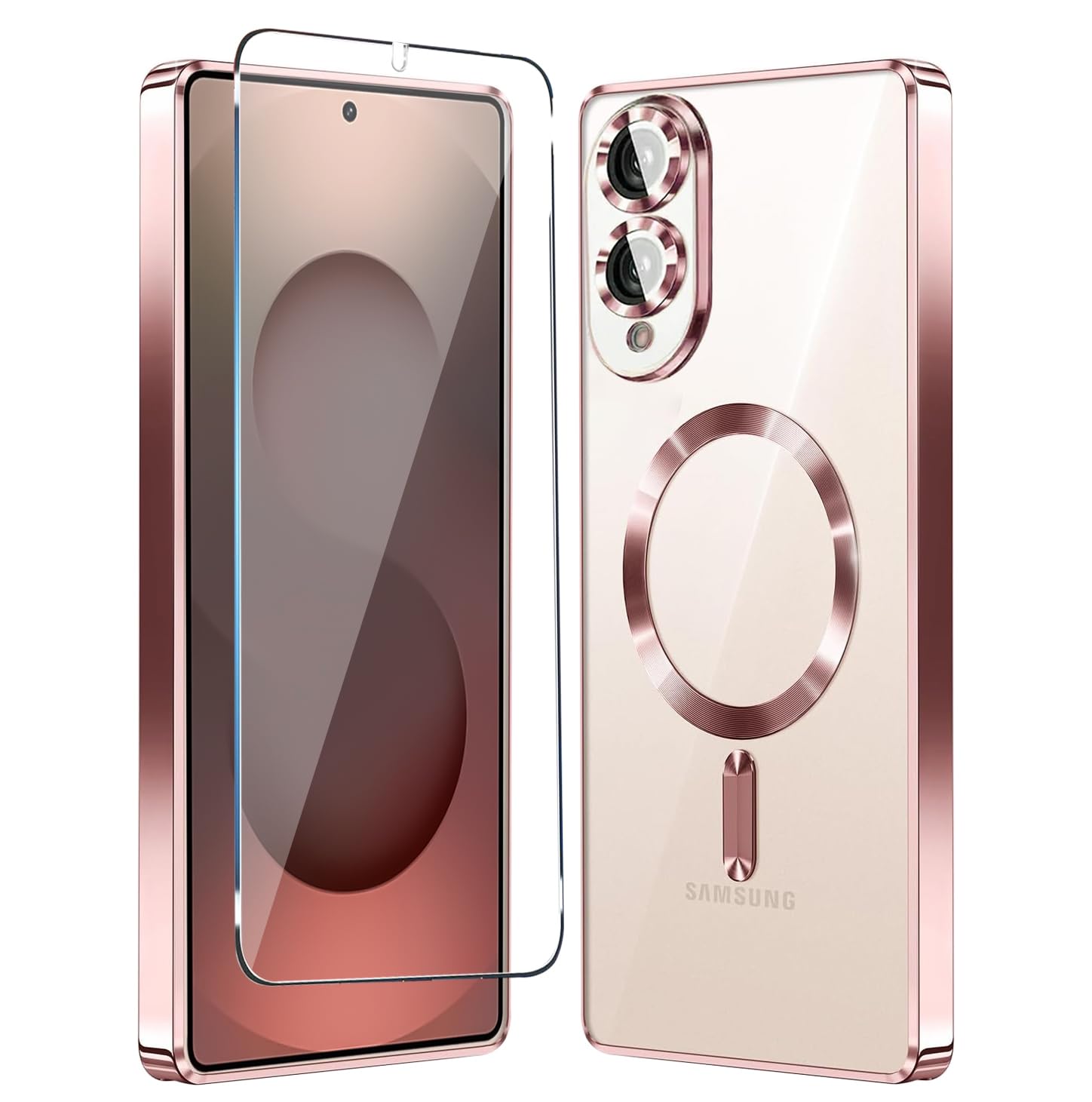 Magnetic Glossy Case for Samsung Galaxy S25 Edge,S25 Edge Phone Case Slim Clear Luxury with Screen Protector & Camera Protector [Compatible with