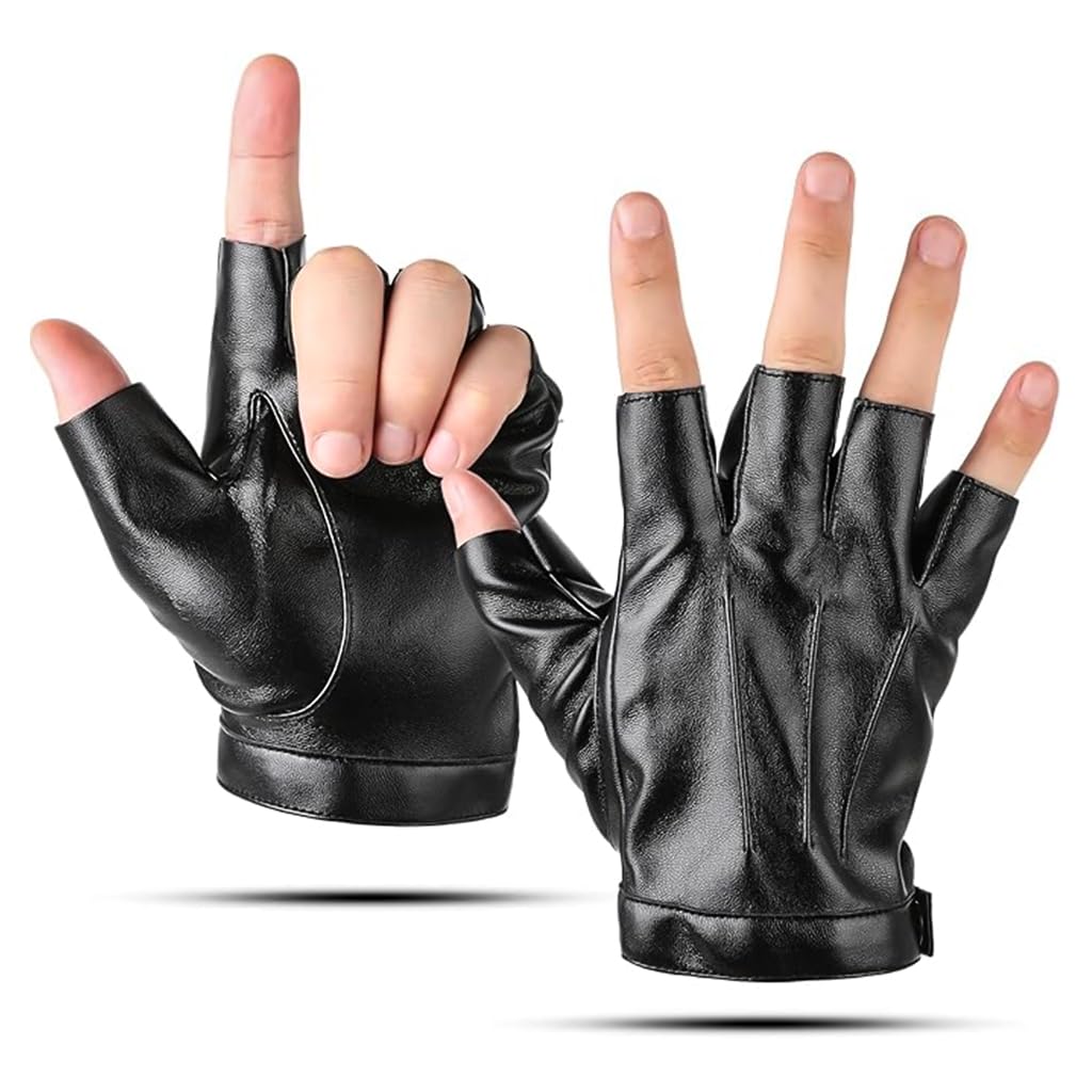 ZIBUYU® Riding Gloves for Bikers, Fingerless Gloves for Men Bike Riding, Anti-Slip PU Hand Gloves for Bike Riding for Men Women Teens-image-33