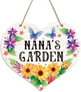 Grandma Gardening Garden Gifts Christmas Birthday Mother's Day Retirement Gifts for Women Grandma Granny Grandmother Nana Gardeners Retro Garden Home Decor Nana Heart Wall Art Sign