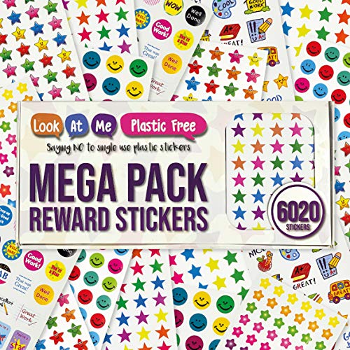 Pegatinas para maestros para niños Mega Pack por Fun Stickers, pegatinas de recompensa 6020 y pegatinas de incentivo para profesores en el aula y la escuela, estrellas, caras sonrientes Cover