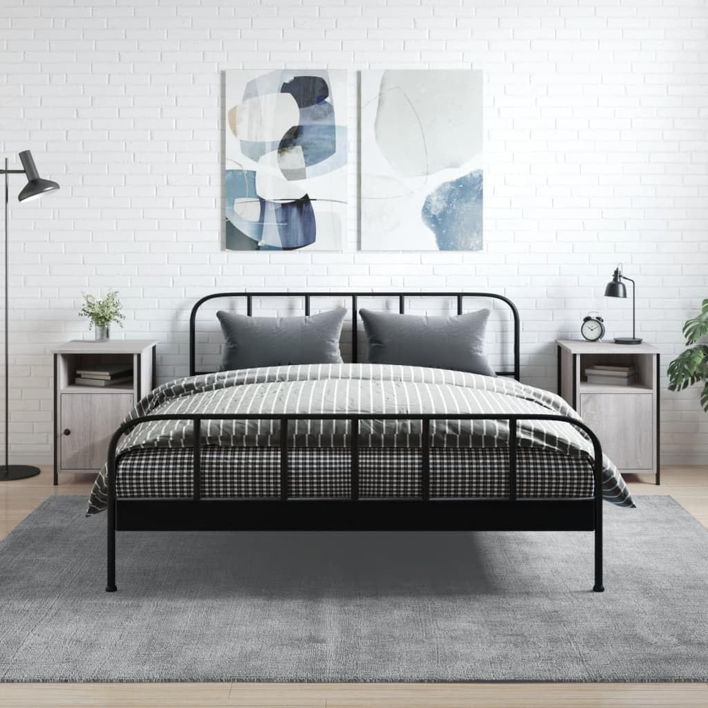 vidaXL Tables de Chevet 2 pcs, Armoires de Nuit avec Rangement, Armoires de Lit, Tables de Nuit Chambre à Coucher, Industriel, Sonoma Gris Bois Ingénierie