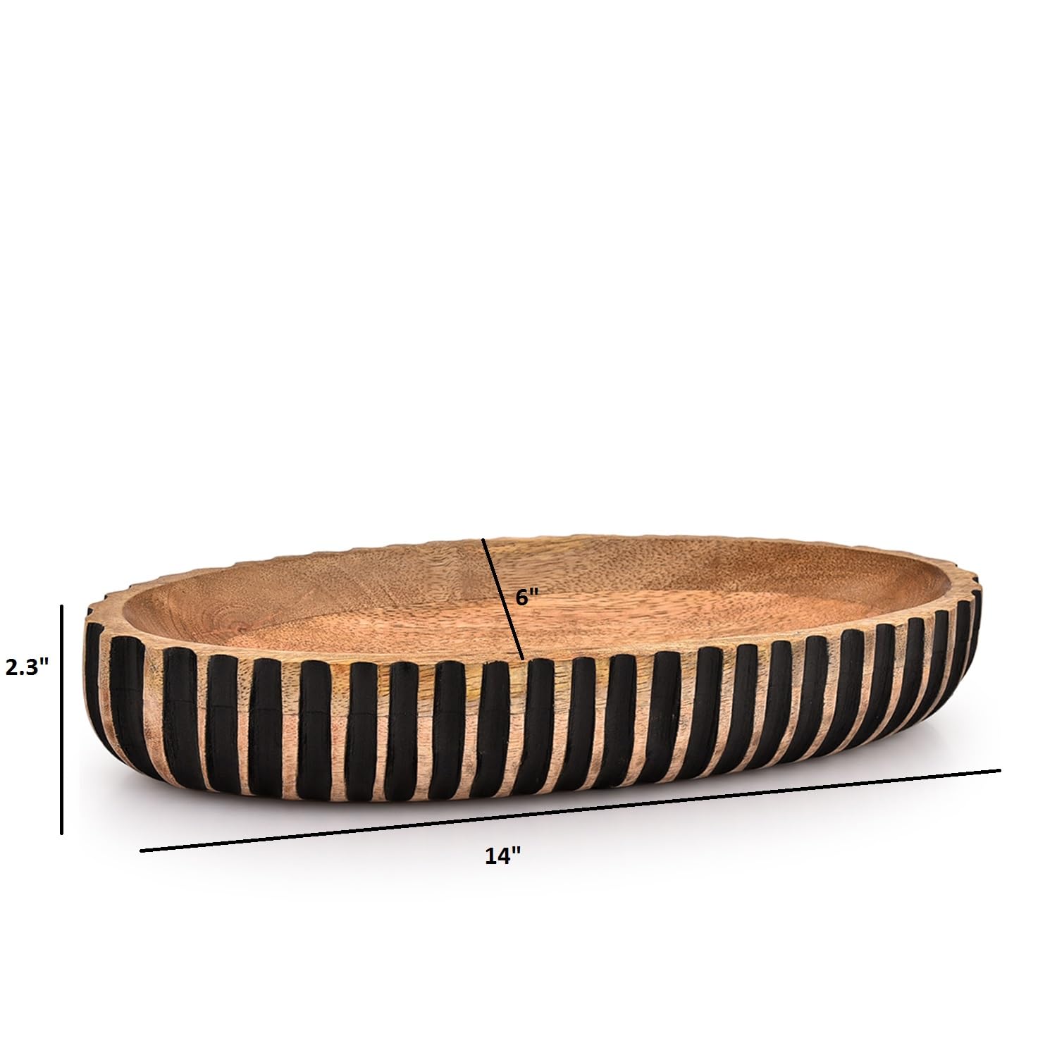 Kimona Ciotola Decorativa in Legno per Centrotavola, Decorazioni da Tavolo, Ciotola Lunga Decorativa in Legno per Centrotavola (35,56 cm x 15,24 cm x 5,84 cm)