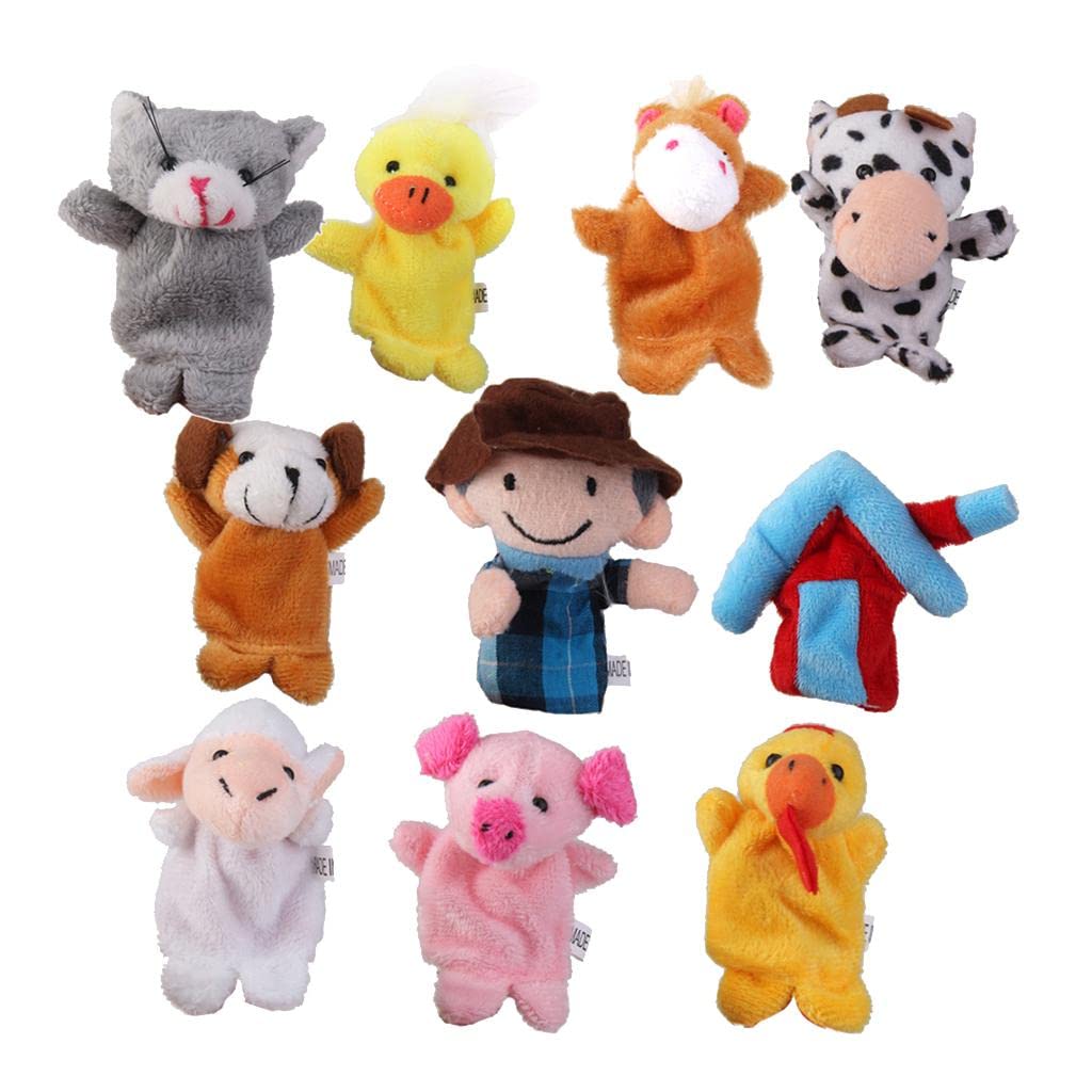 Tiuimk Old MacDonald Farm Animals Finger Puppets - Plush Toy Set for Toddlers and Preschoolers