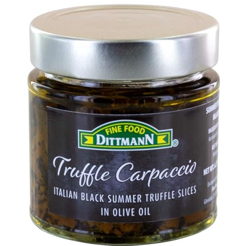 Carpaccio de trufa de verano negro 100% italiano (6.35 onzas), rodajas finas de trufa afeitada (Tuber Aestivum) en aceite de oliva, trufas gourmet