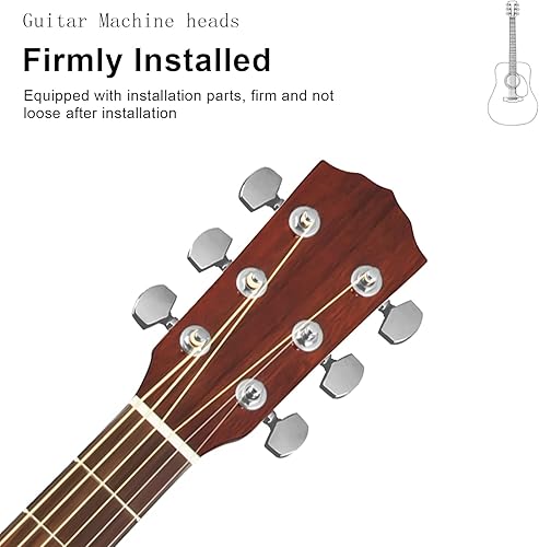 Miniatura 93 de SAPHUE Afinadores de guitarra de 4.331 in, un juego de llaves de afinación de guitarra clásica negra 1R1L, clavijas de cuerda para guitarra clásica