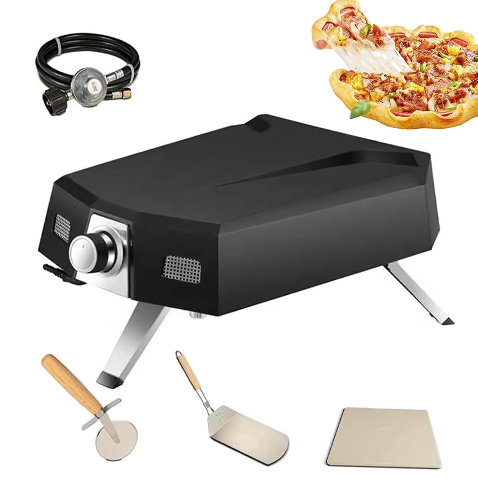 Forno per pizza a gas, 30,5 cm, alimentato a propano, per esterni, con supporto e pietra, ideale per uso domestico e ristorante