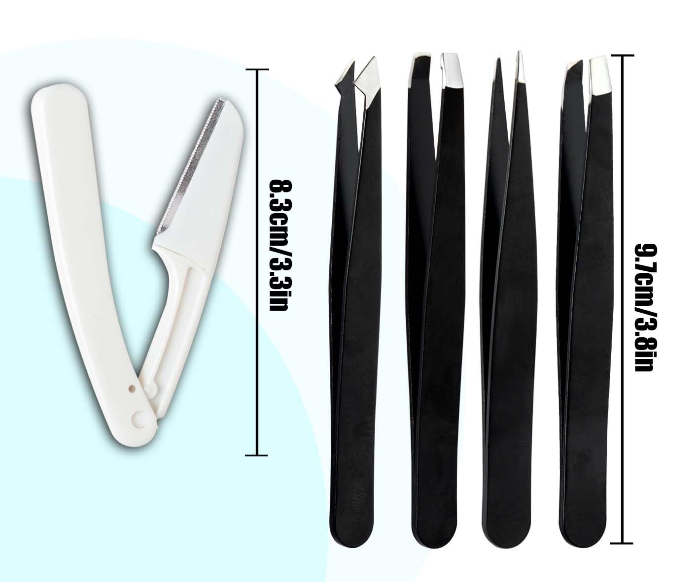 Amasodaon Tweezers Set [9+1 PCS] - Professional Stainless Steel Tweezers for Eyebrows – High-Precision Beauty Tools for Eyebrows, Facial Hair, Splinter & Ingrown Hair Removal