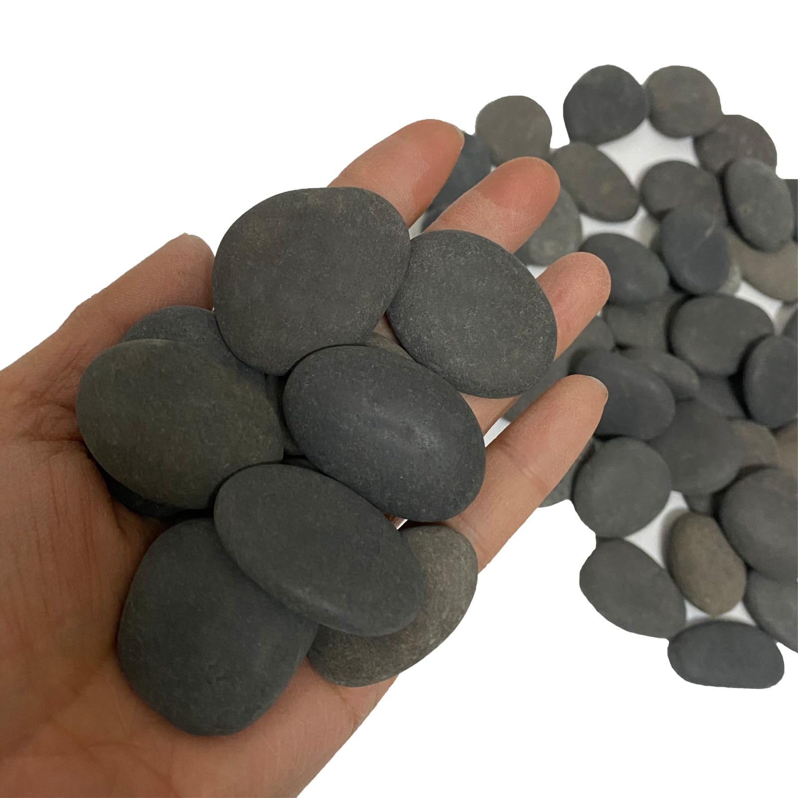 ruidinaways 800g Gray Natural Pebbles Gravel,Smooth Flat River Stones for Painting Arts and Crafts DIY Aquarium Decor Flowerpot Landscaping (2.5-4CM) - Image 3