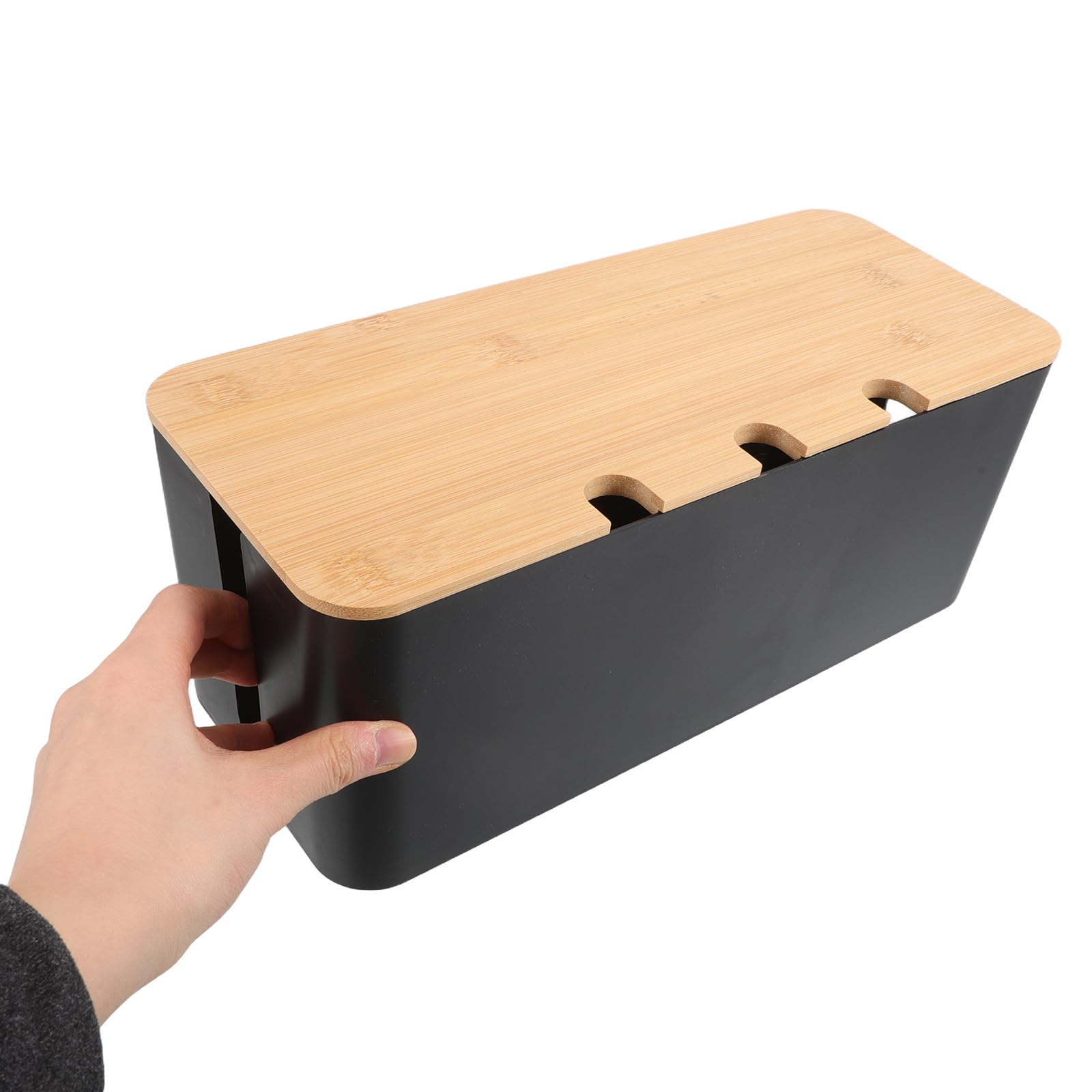 Caja de Gestión de Cables con Orificios, Plástico y Madera, Escritorio