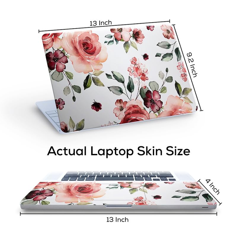 Image of Floral D37 Top+Wrist Pad Vinyl Laptop Skin /Sticker /Cover for 13 to 13.3 Inches Laptops Laminated-Removable-HD Quality Compatible for Hp-Dell-Sony-Lenovo-Asus etc.(13x9.2 Inches)