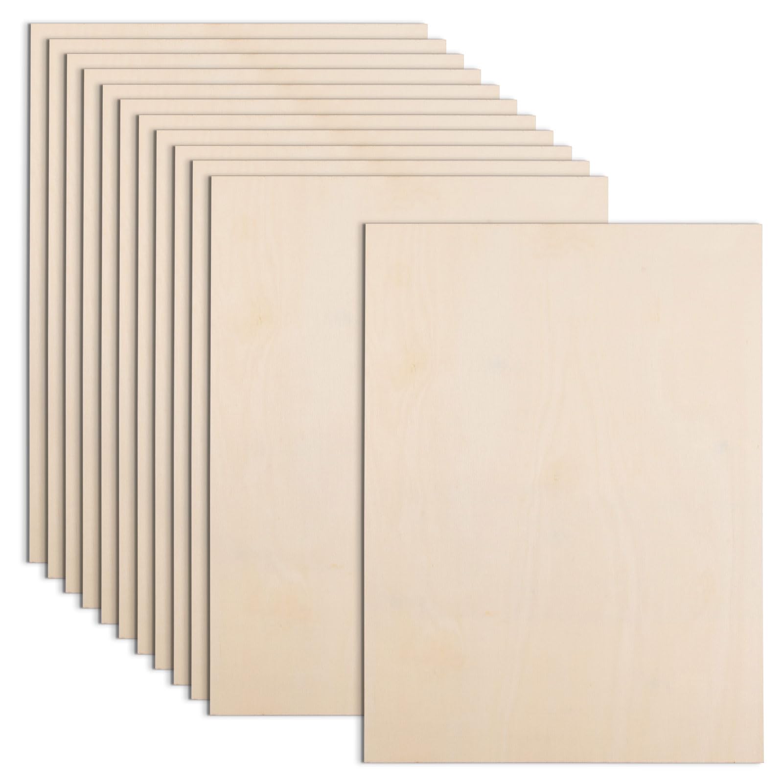 AWIZOM 12 Pack Basswood Sheets for Crafts-12 x 16 x 1/8 Inch- 3mm Thick Plywood Sheets with Smooth Surfaces Unfinished Wood Boards for Laser Cutting, Wood Burning, Architectural Models, Staining